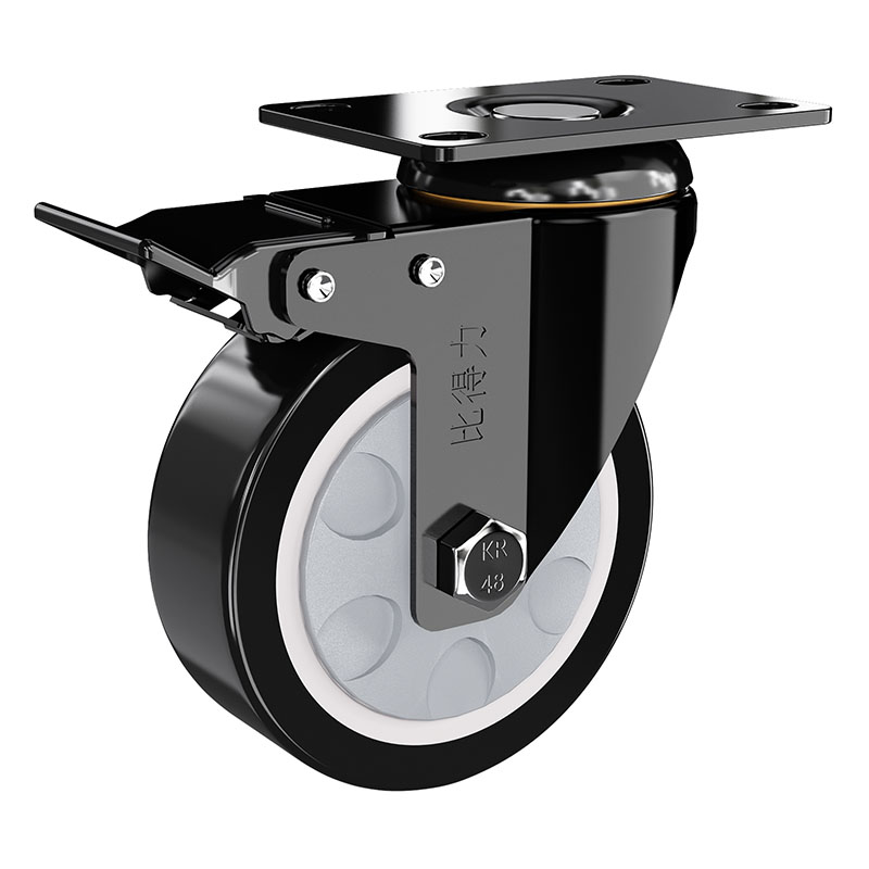 中型03系列5寸平頂萬向剎車 高強度聚氨酯PU輪  B0301B-125-6231