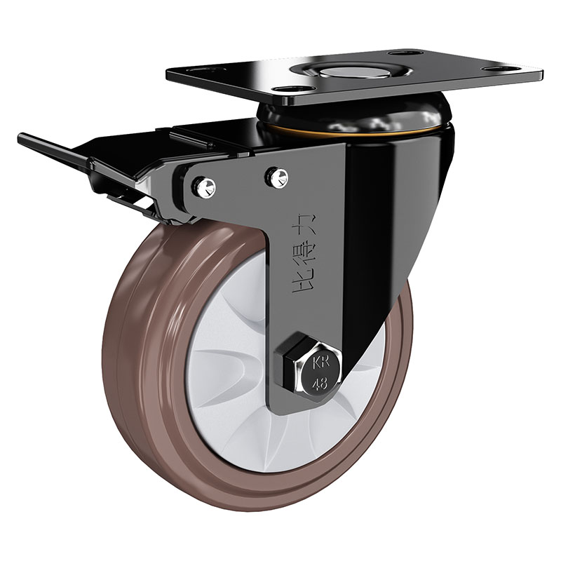 中型03系列4寸平頂萬(wàn)向剎車 高彈天然橡膠ER輪 B0301B-100-6511A