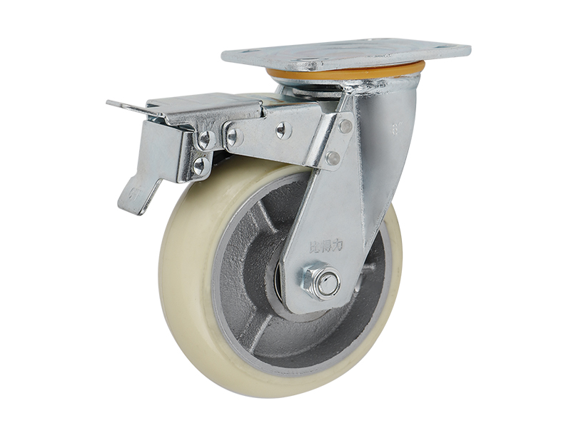 重型07系列5寸平頂萬(wàn)向剎車鐵芯聚氨酯PU輪 S0701B-125-6802