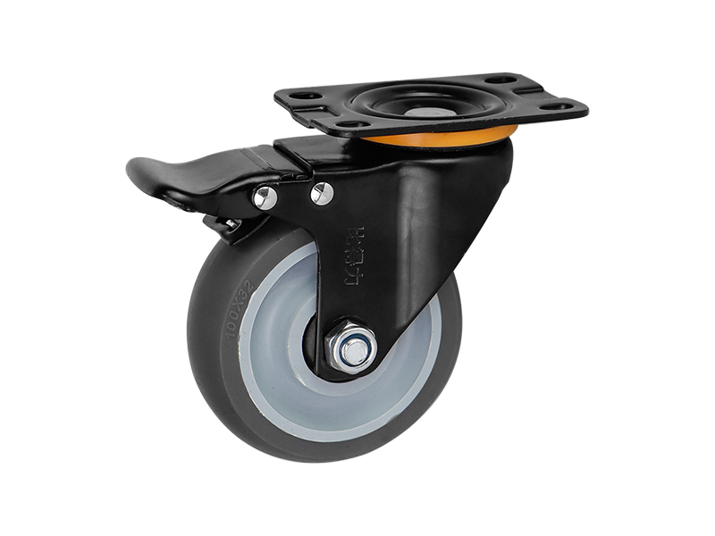 中型03系列4寸平頂萬向剎車 人造膠TPR輪 B0301B-100-6422