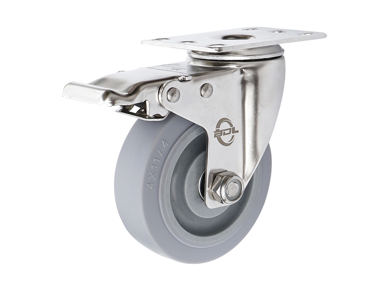 中型03系列5寸平頂萬(wàn)向剎車(chē) 超級(jí)人造膠TPR輪 SUS0301B-125-6472