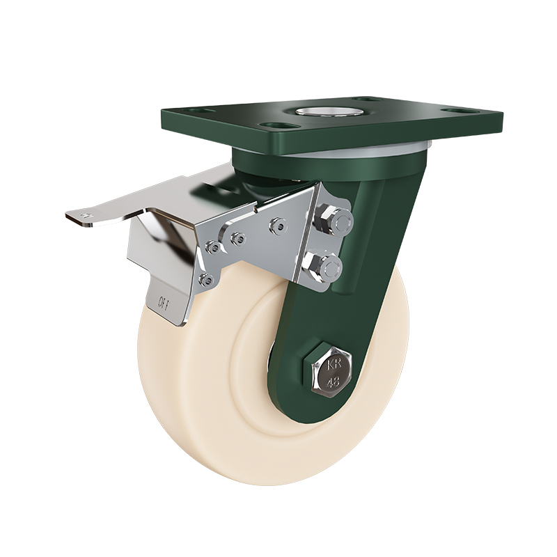 10系列超重型MC米白色4寸萬(wàn)向帶剎車澆注尼龍輪 G1001B-100-6666