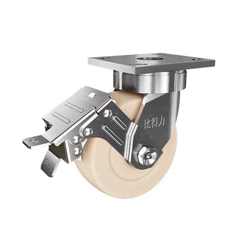 08系列重型抗沖擊MC米白色8寸萬向帶金屬胎面剎澆注尼龍輪 S0801B-200-6666