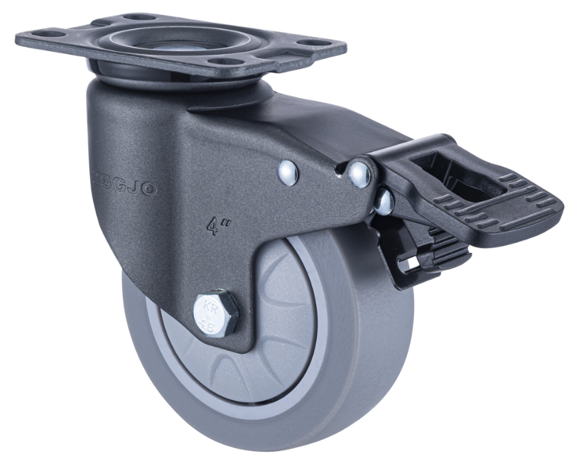 中型03系列3寸單軸方邊灰色TPR 萬向剎車輪 FC-75-F3441-PSD