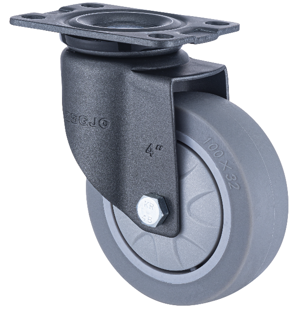 中型03系列4寸單軸方邊灰色TPR 萬向輪 FC-100-F3441-PS