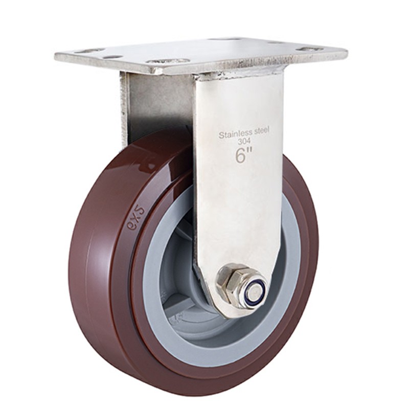 重型07系列5寸不銹鋼聚氨酯棗紅 固定輪 SUS0704-125-6282