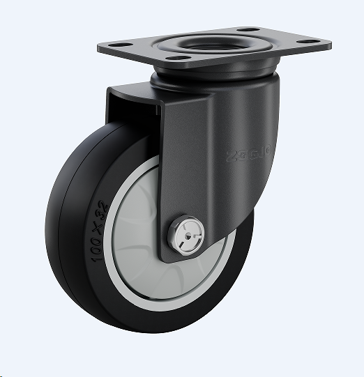 中型03系列3寸單軸圓邊黑色聚氨酯PU 萬向輪 FC-75-Y3311-PS