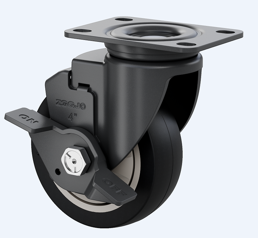 中型03系列2.5寸單軸圓邊黑色聚氨酯PU  邊剎輪 FC-63-Y3311-PSC