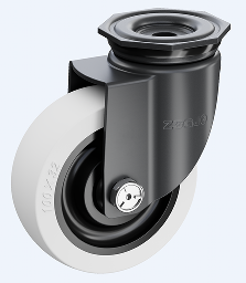 中型03系列5寸雙軸奶白色聚丙烯 頂孔萬(wàn)向輪 FC-125-Y3112-THS