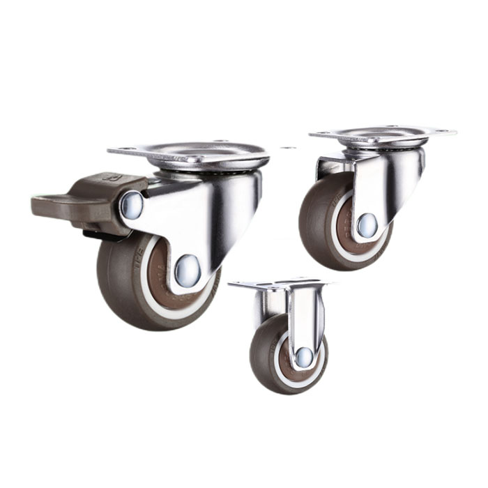 2寸 平頂固定/平頂萬向/平頂剎車 咖啡色TPE輪