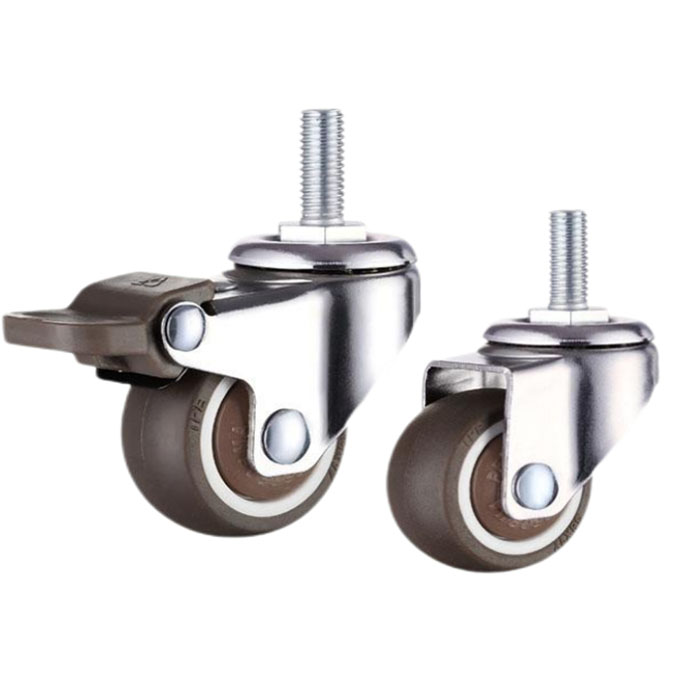 1.5寸 絲桿萬向/絲桿剎車 咖啡色TPE輪