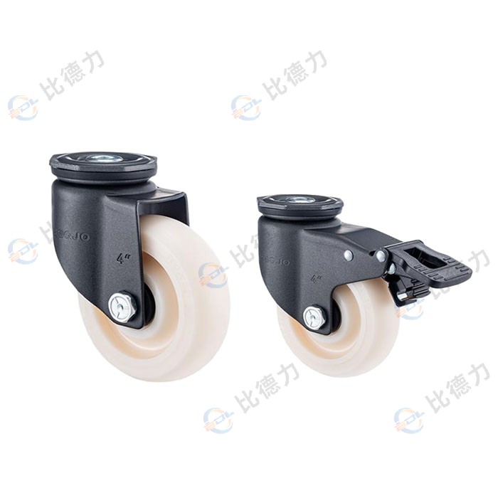 工匠牌 4寸 頂孔萬向/頂孔剎車 雙軸圓邊奶白色聚丙烯PP