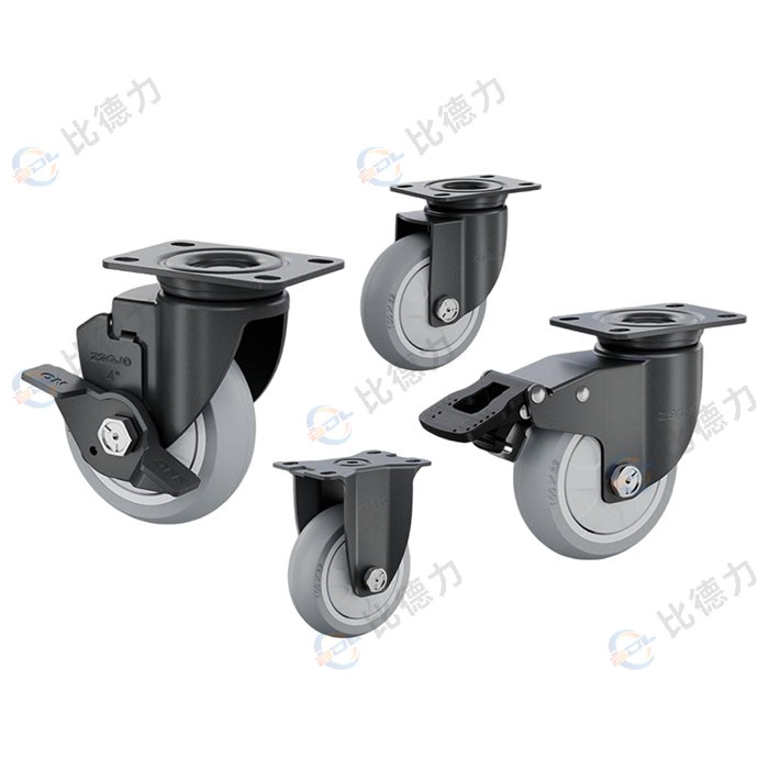 工匠牌 5寸平頂固定/平頂萬(wàn)向/平頂剎車/平頂邊剎 單軸園邊灰色TPR