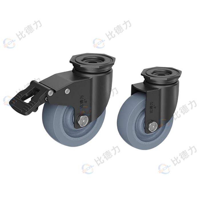 工匠牌 4寸 頂孔萬向/頂孔剎車 雙軸方邊灰色TPR